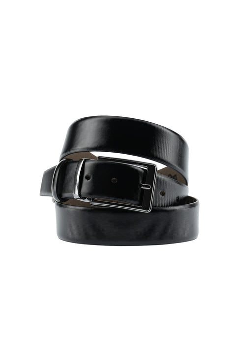 Siyah Desenli 3'lü Kemer & Cüzdan & Kartlık Hediye Kutulu Set