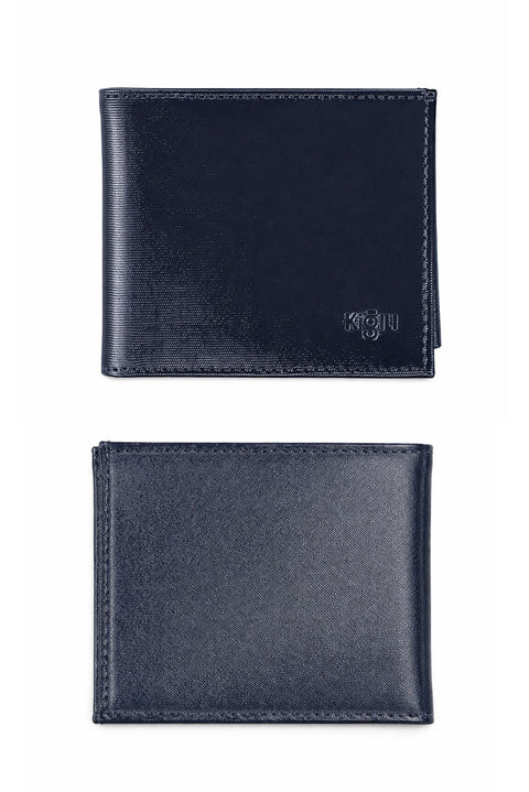 Orta Lacivert Düz 3'lü Kemer & Cüzdan & Kartlık Hediye Kutulu Set