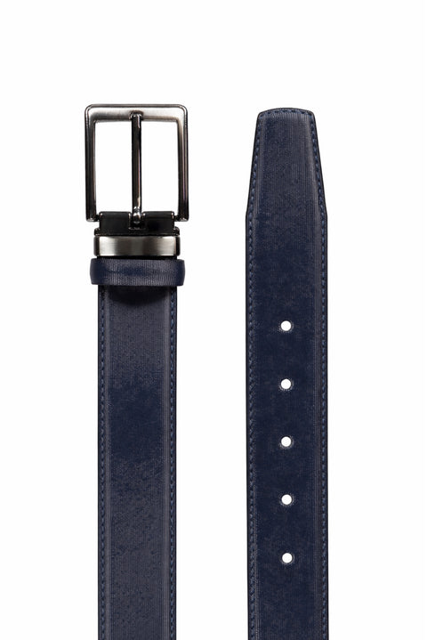 Orta Lacivert Düz 3'lü Kemer & Cüzdan & Kartlık Hediye Kutulu Set