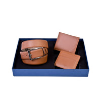 Kahve 3'lü Kemer & Cüzdan & Kartlık Set