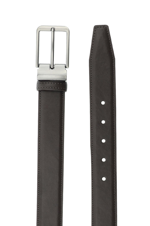 Koyu Kahve Düz 3'lü Kemer & Cüzdan & Kartlık Hediye Kutulu Set