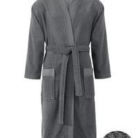 Antrasit Kimono Yaka Antrasit Jakarlı Pamuk Bornoz