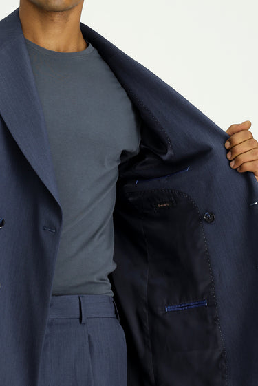 İndigo Oversize Ekstra Rahat Kalıp Kruvaze Takım Elbise