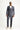  Koyu Lacivert Slim Fit Dar Kesim Çizgili Keten Karışımlı Kruvaze Takım Elbise