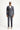 Koyu Lacivert Slim Fit Dar Kesim Çizgili Keten Karışımlı Kruvaze Takım Elbise