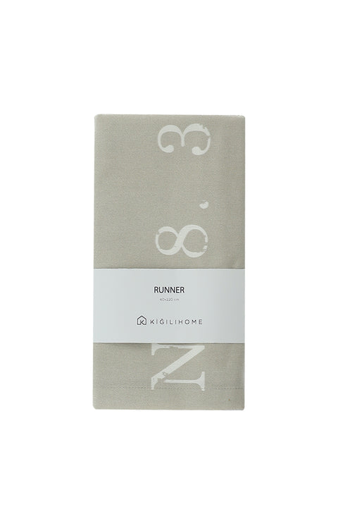 Medium Beige Rota Print Runner Tablecloth / Table Setting