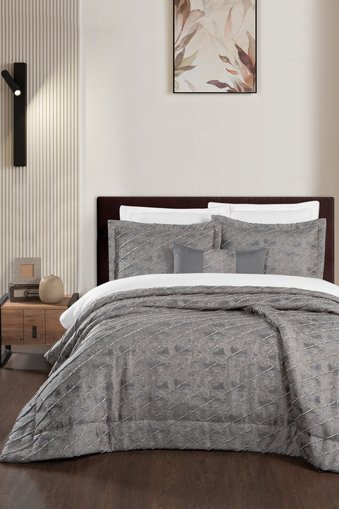 Açık Antrasit 8'li Çeyiz Yatak Örtüsü Seti