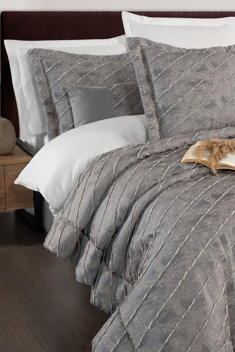 Açık Antrasit 8'li Çeyiz Yatak Örtüsü Seti