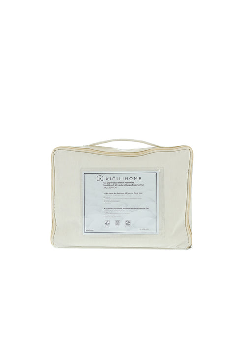 Beyaz Tek Kişilik Sıvı Geçirmez 3D İnterlok Alez (100x200)