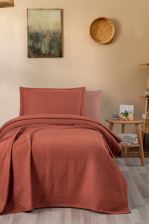 Tarçın  Tek Kişilik Pamuk Yatak Örtüsü Seti - 1 Adet Yastık Kılıflı (160*220 cm)