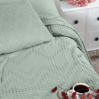 Mint Yeşili Tek Kişilik Pamuk Yatak Örtüsü Seti / Mevsimlik Pike Seti - 1 Adet Yaslık Kılıflı (160*220 cm)