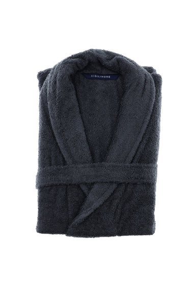 Koyu Antrasit Şal Yaka Pamuk Bornoz