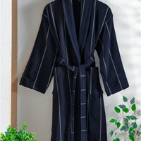 Koyu Lacivert Saviha Bordür Jakar Bornoz