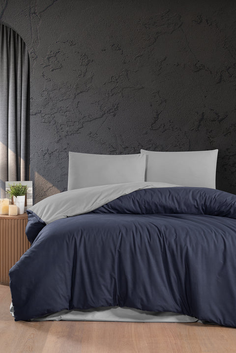 Lacivert Tek Kişilik Çift Taraflı Pamuk Nevresim Takımı