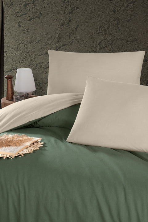 Çimen Yeşili King Size Çift Taraflı Pamuk Nevresim Takımı