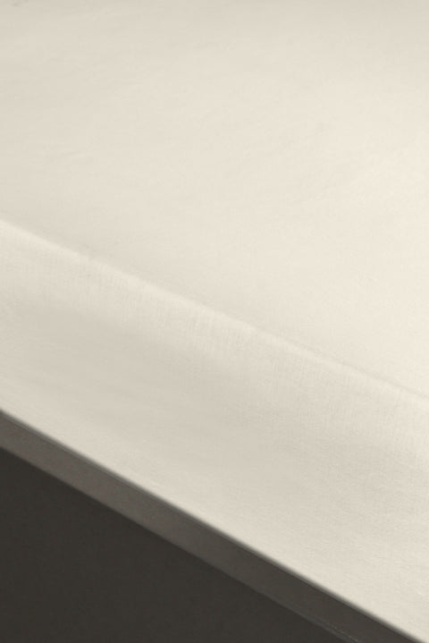 Kırık Beyaz Tek Kişilik Fitted / Lastikli Pamuk Çarşaf