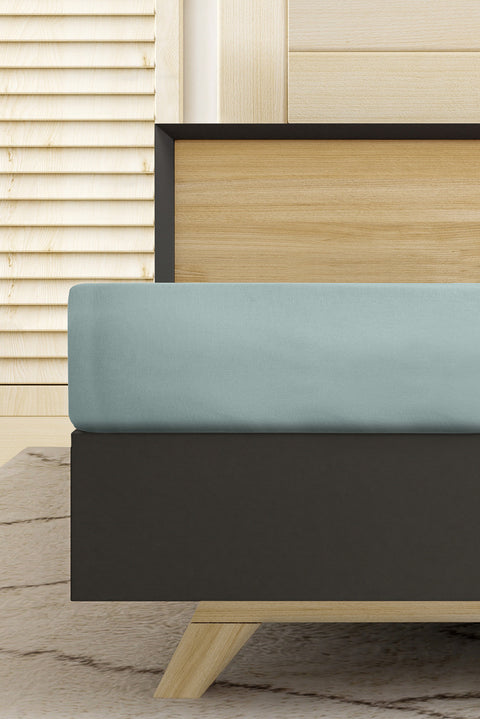 Çimen Yeşili Tek Kişilik Fitted / Lastikli Pamuk Çarşaf