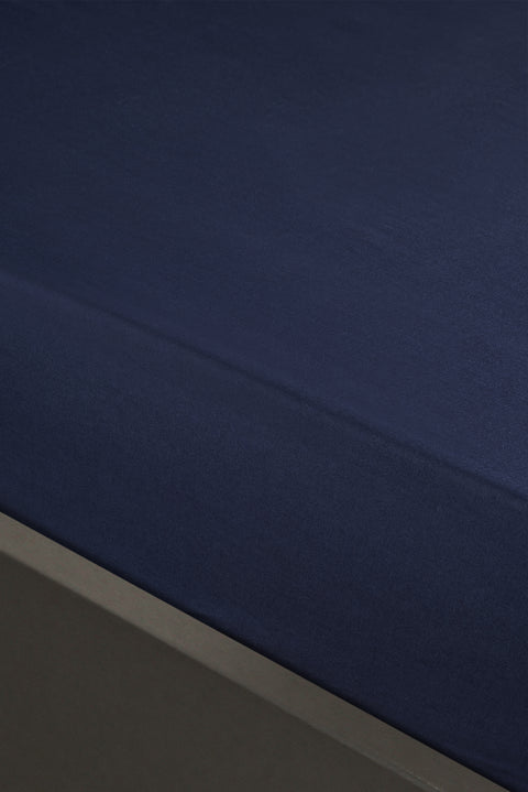 Lacivert Çift Kişilik Fitted / Lastikli Pamuk Çarşaf