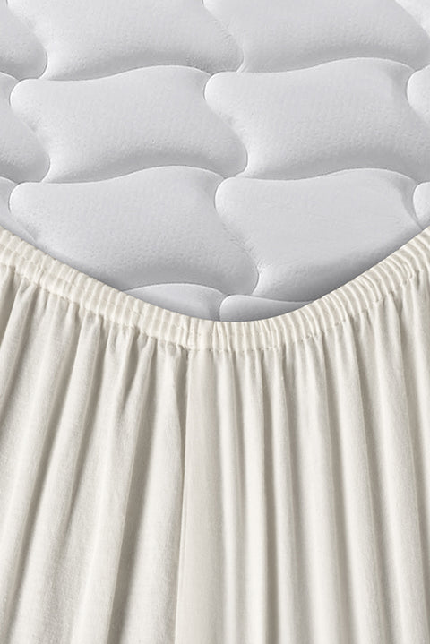 Kırık Beyaz Çift Kişilik Fitted / Lastikli Pamuk Çarşaf