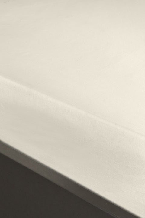 Kırık Beyaz Çift Kişilik Fitted / Lastikli Pamuk Çarşaf