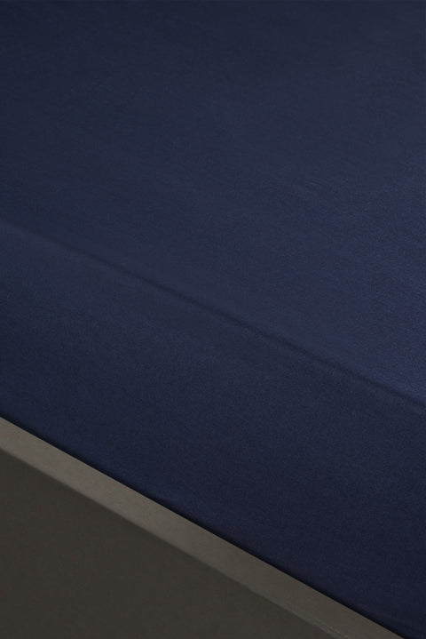 Lacivert King Size Fitted / Lastikli Pamuk Çarşaf