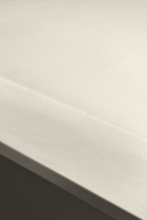 Kırık Beyaz King Size Fitted / Lastikli Pamuk Çarşaf