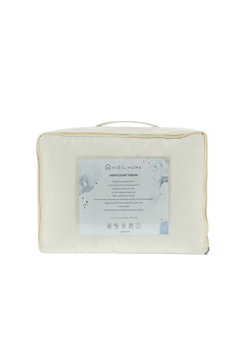 Beyaz Tek Kişilik Jakar Elegant Pamuk Yorgan (155x215)