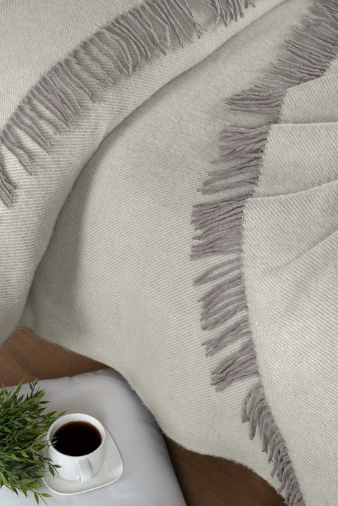 Orta Vizon Çift Kişilik Yünlü Battaniye