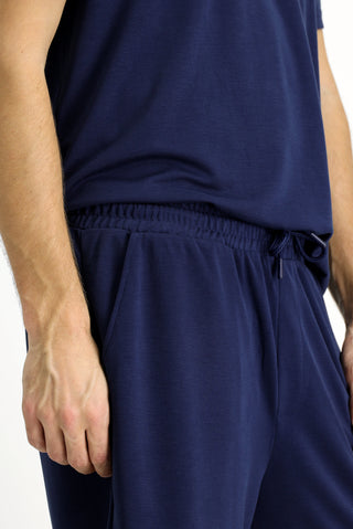  Koyu Lacivert Kısa Kol Bisiklet Yaka 2'li Şortlu Pijama Takımı