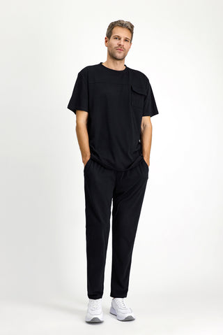  Siyah Kısa Kol Bisiklet Yaka 3'lü Şortlu Pijama Seti