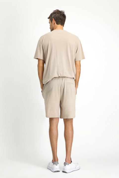 Medium Mink Short Sleeve Crew Neck 3-Piece Pajama Set with Shorts