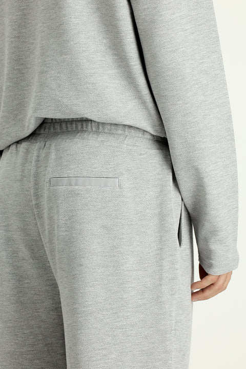 Orta Gri Melanj Uzun Kol Bisiklet Yaka 3'lü Şortlu Pijama Seti