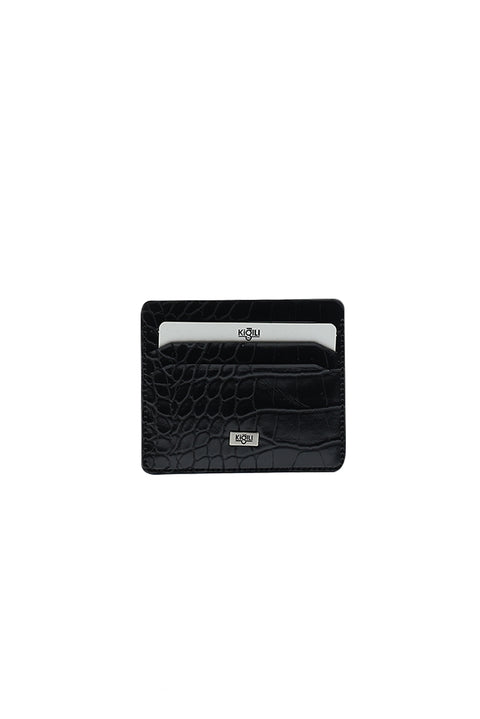 Black 3-Piece Crocodile Pattern Belt, Wallet & Card Holder Set