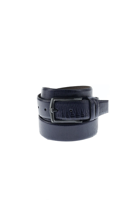 Koyu Lacivert 3'lü Lezard Desen Kemer & Cüzdan & Kartlık Seti