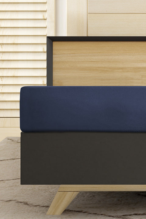 İndigo Çift Kişilik Fitted / Lastikli Pamuk Çarşaf