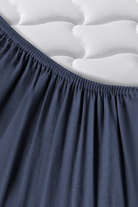 İndigo Çift Kişilik Fitted / Lastikli Pamuk Çarşaf