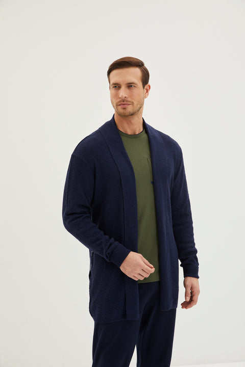 Orta Haki 3'lü Triko Roblu Kontrast Yaka Pamuk Pijama Takımı