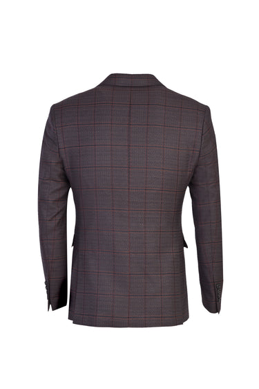  Acı Kahve Slim Fit Dar Kesim Ekose Takım Elbise