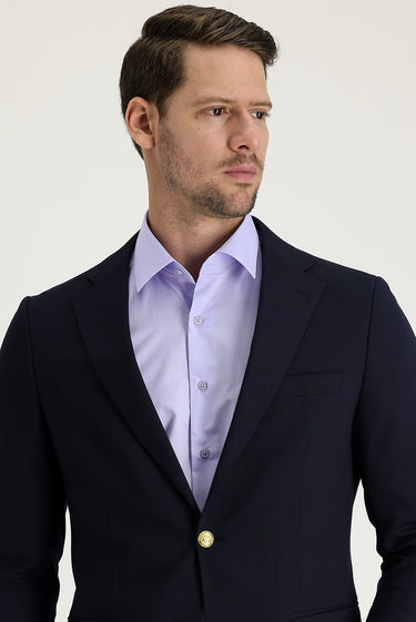 Koyu Lacivert Slim Fit Dar Kesim Blazer Ceket