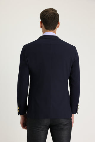  Koyu Lacivert 7 Drop Slim Fit Dar Kesim Blazer Ceket