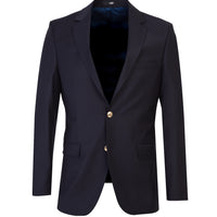 Koyu Lacivert Slim Fit Dar Kesim Yünlü Blazer Ceket