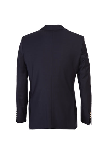 Koyu Lacivert Slim Fit Dar Kesim Yünlü Blazer Ceket