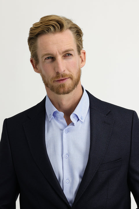 Koyu Lacivert 4 Drop Relaxed Fit Rahat Kesim Kuşgözü Klasik Ceket