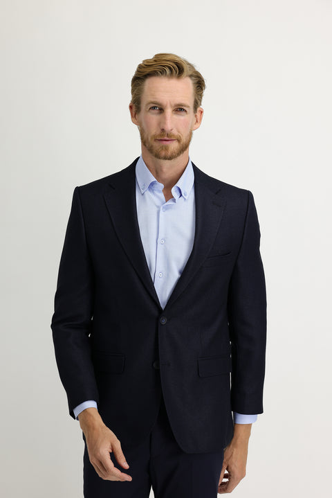 Koyu Lacivert 4 Drop Relaxed Fit Rahat Kesim Kuşgözü Klasik Ceket