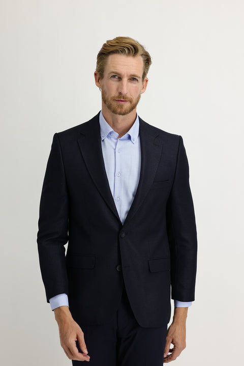 Koyu Lacivert 4 Drop Relaxed Fit Rahat Kesim Kuşgözü Klasik Ceket