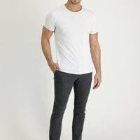 Koyu Antrasit Slim Fit Dar Kesim Yünlü Beli Lastikli İpli Çizgili Kumaş Pantolon