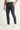  Koyu Antrasit Slim Fit Dar Kesim Yünlü Beli Lastikli İpli Çizgili Kumaş Pantolon