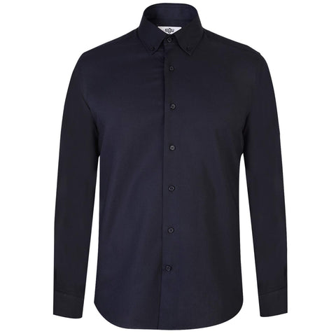 Black Long Sleeve Slim Fit Narrow Cut Cotton Shirt