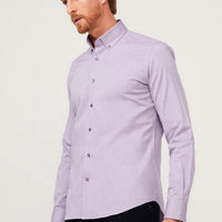Lila Uzun Kol Slim Fit Dar Kesim Pamuk Gömlek