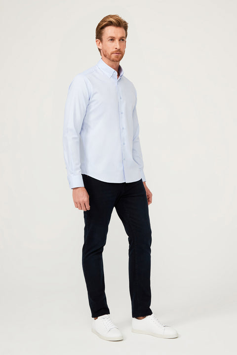 Açık Mavi Uzun Kol Slim Fit Dar Kesim Pamuk Gömlek